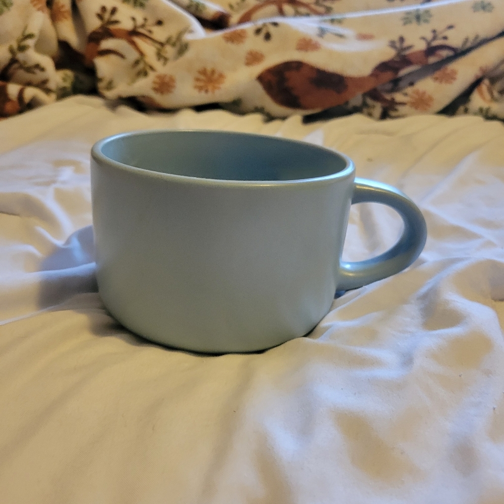 Elegant Blue Ceramic Soup Mug